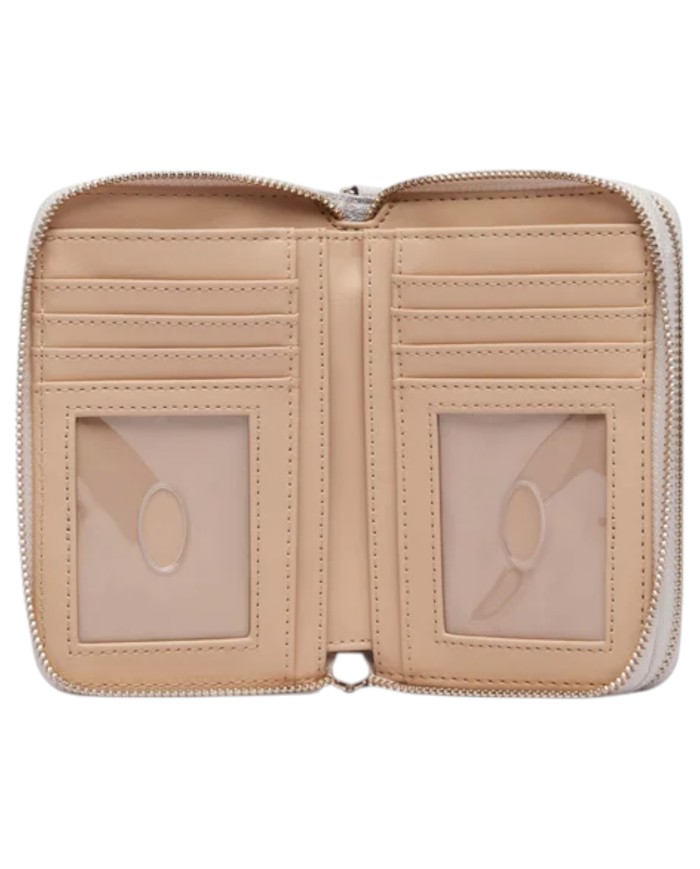 Portafoglio Donna Guess Lindesy Slg 4 G Logo Leather Bone White Cream