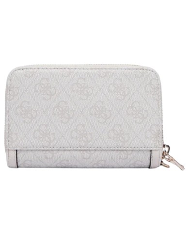 Portafoglio Donna Guess Lindesy Slg 4 G Logo Leather Bone White Cream