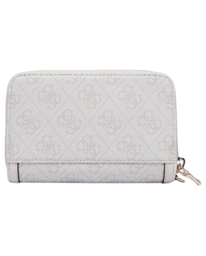 Portafoglio Donna Guess Lindesy Slg 4 G Logo Leather Bone White Cream