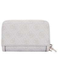 Portafoglio Donna Guess Lindesy Slg 4 G Logo Leather Bone White Cream