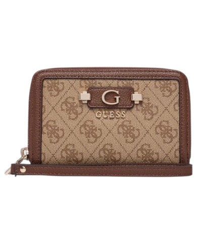 Portafoglio Donna Guess Lindesy Slg 4 G Logo Leather Latte Beige
