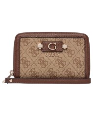 Portafoglio Donna Guess Lindesy Slg 4 G Logo Leather Latte Beige