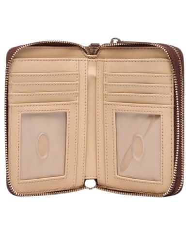 Portafoglio Donna Guess Lindesy Slg 4 G Logo Leather Latte Beige