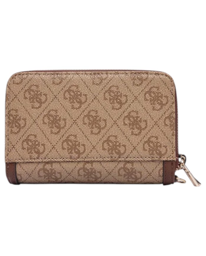 Portafoglio Donna Guess Lindesy Slg 4 G Logo Leather Latte Beige