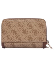 Portafoglio Donna Guess Lindesy Slg 4 G Logo Leather Latte Beige