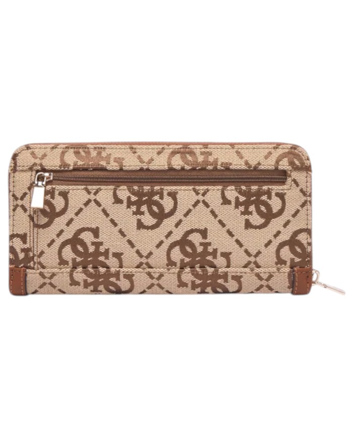 Portafoglio Donna Guess Audrey Logo Slg 4 G Logo Leather Latte Beige