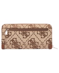 Portafoglio Donna Guess Audrey Logo Slg 4 G Logo Leather Latte Beige