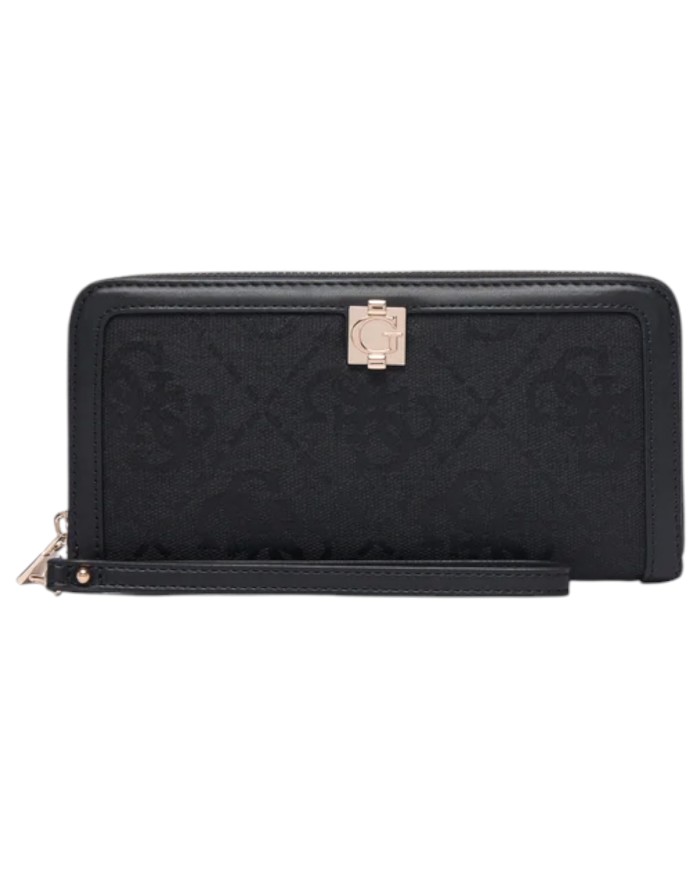 Portafoglio Donna Guess Audrey Logo Slg 4 G Logo Leather Black