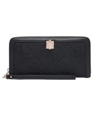 Portafoglio Donna Guess Audrey Logo Slg 4 G Logo Leather Black