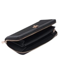 Portafoglio Donna Guess Audrey Logo Slg 4 G Logo Leather Black