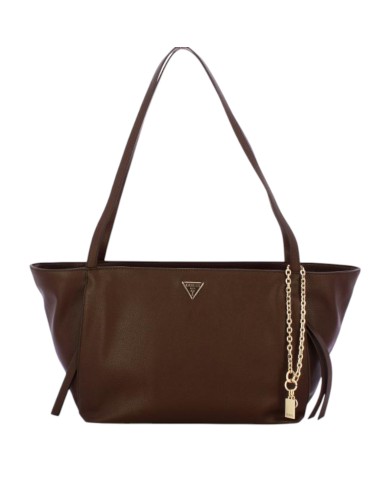 Shopper Donna Guess Devon Triangle Logo Leather Brown