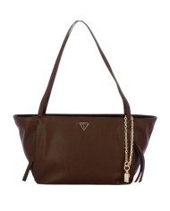 Shopper Donna Guess Devon Triangle Logo Leather Brown