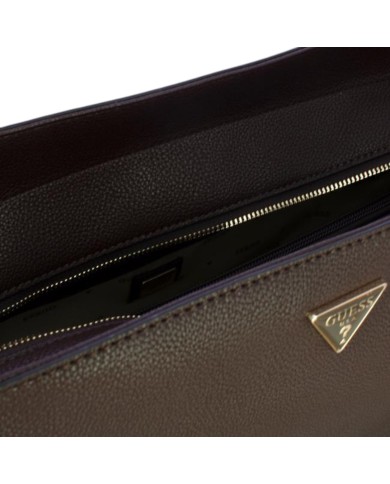 Shopper Donna Guess Devon Triangle Logo Leather Brown