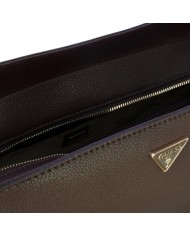 Shopper Donna Guess Devon Triangle Logo Leather Brown