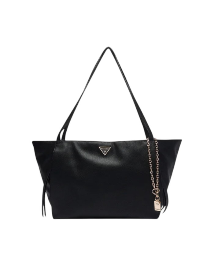 Shopper Donna Guess Devon Triangle Logo Leather Black