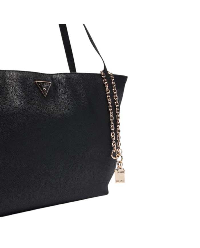 Shopper Donna Guess Devon Triangle Logo Leather Black
