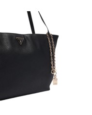 Shopper Donna Guess Devon Triangle Logo Leather Black