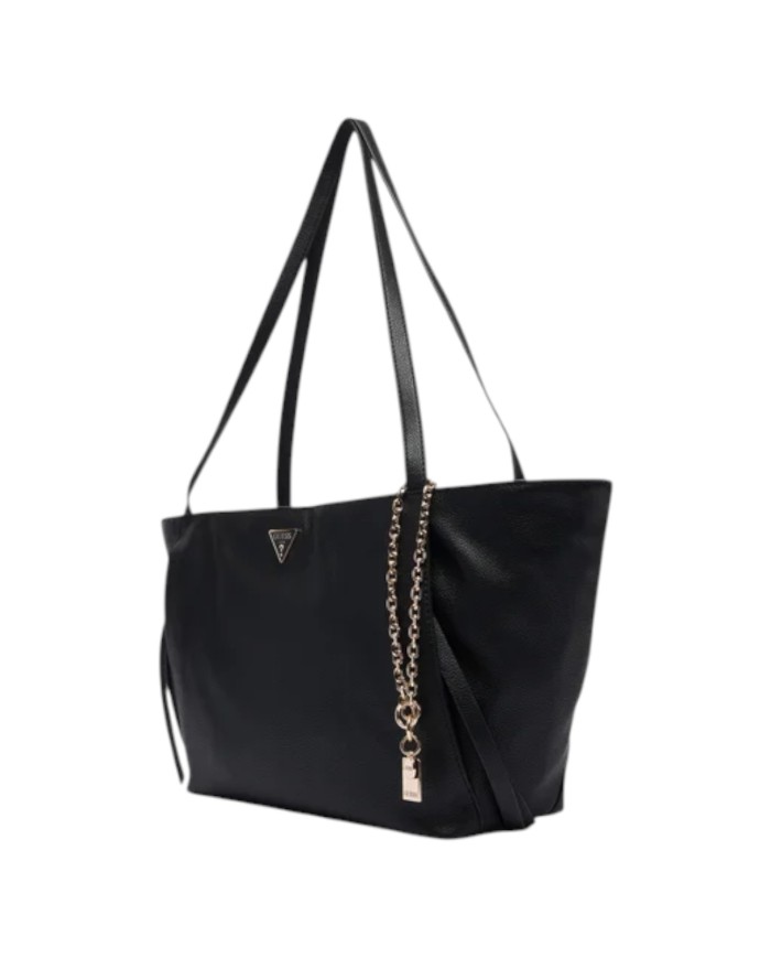 Shopper Donna Guess Devon Triangle Logo Leather Black