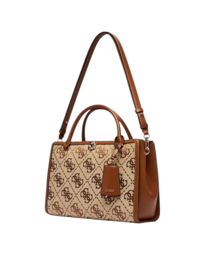 Shopper Donna Guess Audrey Con Tracolla 4 G Logo Leather Latte Beige
