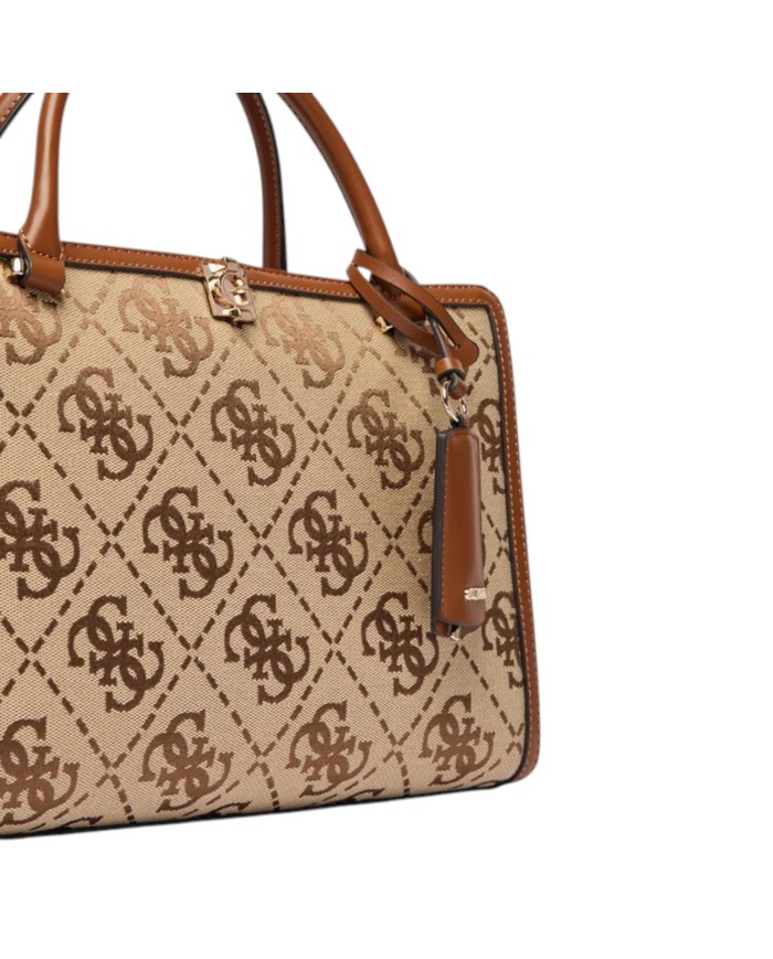 Shopper Donna Guess Audrey Con Tracolla 4 G Logo Leather Latte Beige