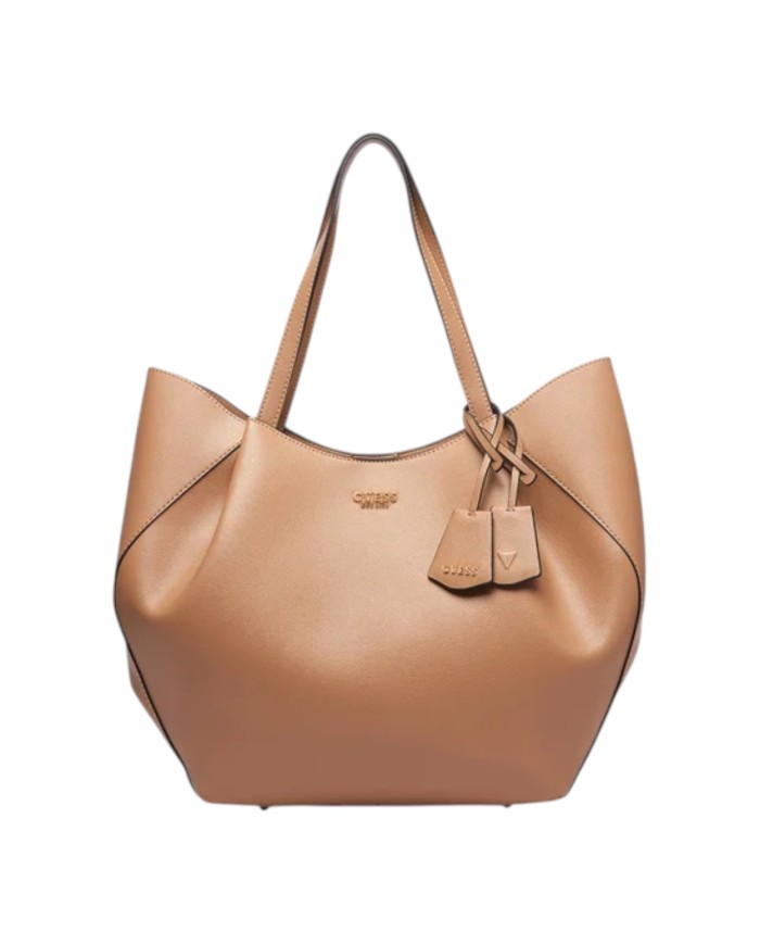 Shopper Guess Donna Amorette Guess Logo Leather Beige