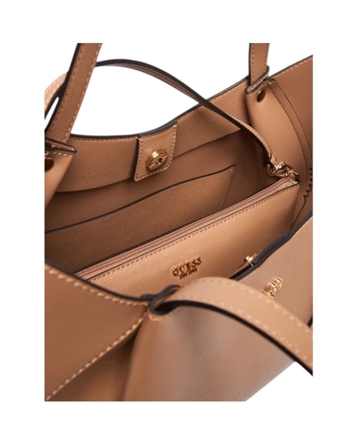 Shopper Guess Donna Amorette Guess Logo Leather Beige