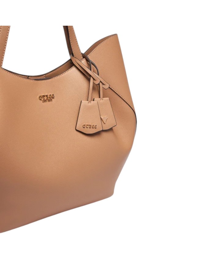 Shopper Guess Donna Amorette Guess Logo Leather Beige