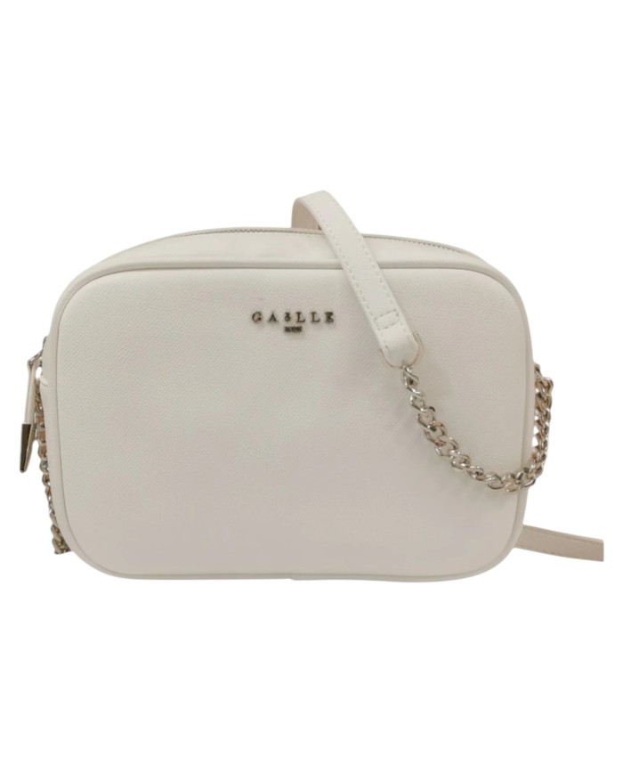 Tracolla Gaelle Donna Camera Bag Metal Logo Saffiano Leather White