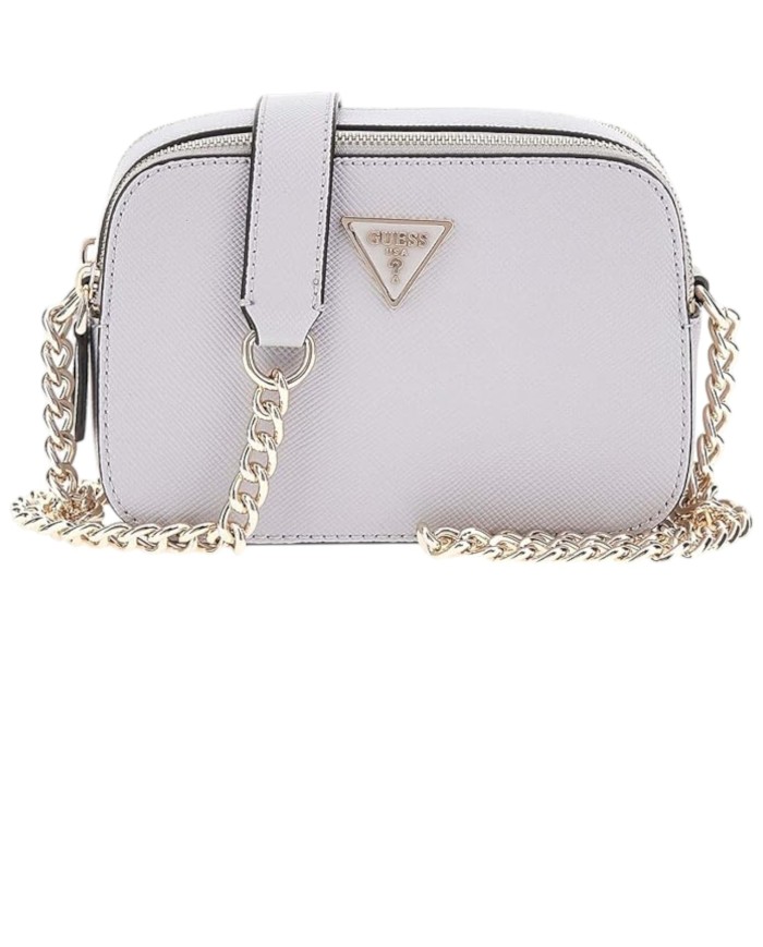 Tracolla Donna Guess Noelle Camera Bag Saffiano Leather Lavender Grey