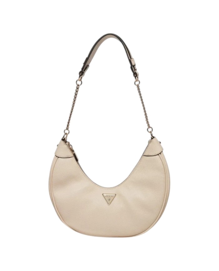 Shoulder Bag Donna Guess Fedora Hobo Triangle Logo Leather Bone