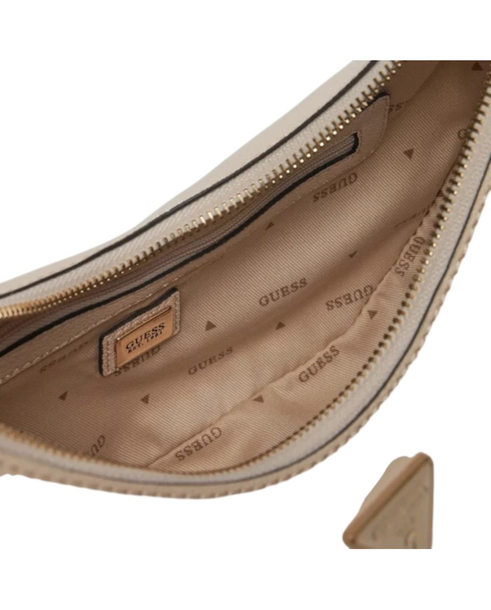 Shoulder Bag Donna Guess Fedora Hobo Triangle Logo Leather Bone
