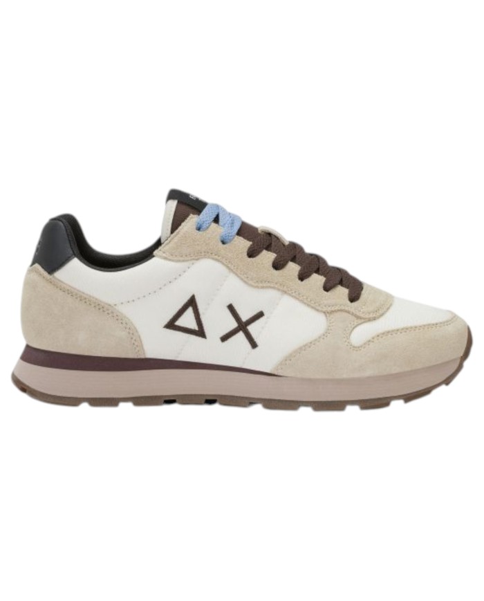 Scarpe Uomo Sun 68 Tom Solid Nylon Suede Bianco Panna