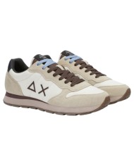 Scarpe Uomo Sun 68 Tom Solid Nylon Suede Bianco Panna