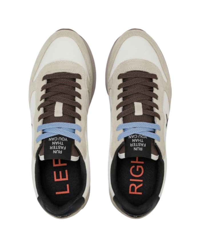Scarpe Uomo Sun 68 Tom Solid Nylon Suede Bianco Panna