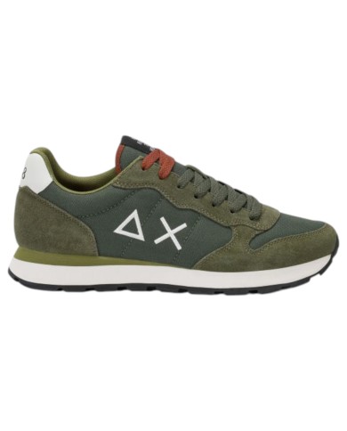 Scarpe Uomo Sun 68 Tom Solid Nylon Suede Militare Scuro