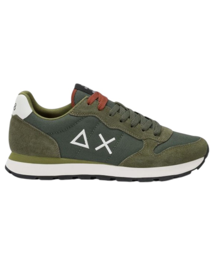 Scarpe Uomo Sun 68 Tom Solid Nylon Suede Militare Scuro