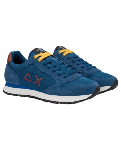 Scarpe Uomo Sun 68 Tom Solid Nylon Suede Blue Petrolio