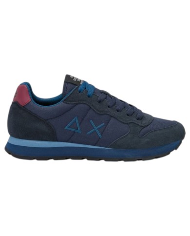 Scarpe Uomo Sun 68 Tom Solid Nylon Suede Navy Blue Bordeaux