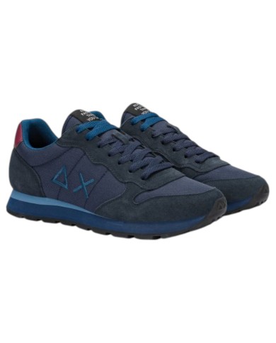 Scarpe Uomo Sun 68 Tom Solid Nylon Suede Navy Blue Bordeaux