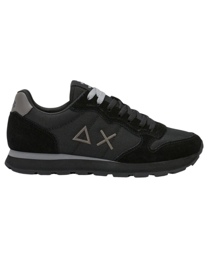 Scarpe Uomo Sun 68 Tom Solid Nylon Suede Nero Grigio Scuro