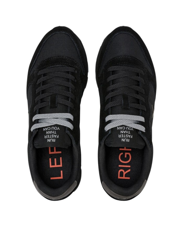 Scarpe Uomo Sun 68 Tom Solid Nylon Suede Nero Grigio Scuro