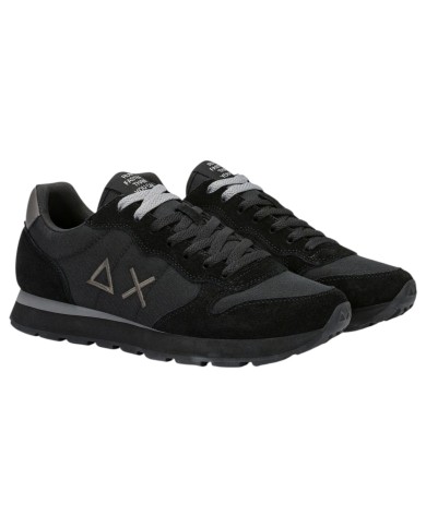 Scarpe Uomo Sun 68 Tom Solid Nylon Suede Nero Grigio Scuro