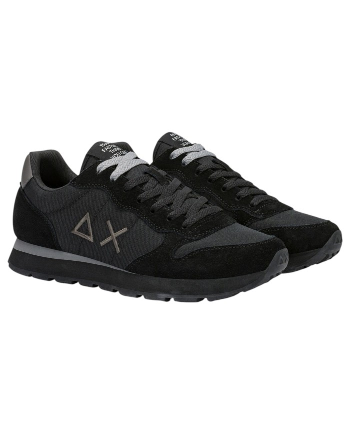Scarpe Uomo Sun 68 Tom Solid Nylon Suede Nero Grigio Scuro