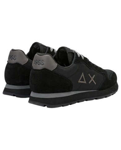 Scarpe Uomo Sun 68 Tom Solid Nylon Suede Nero Grigio Scuro
