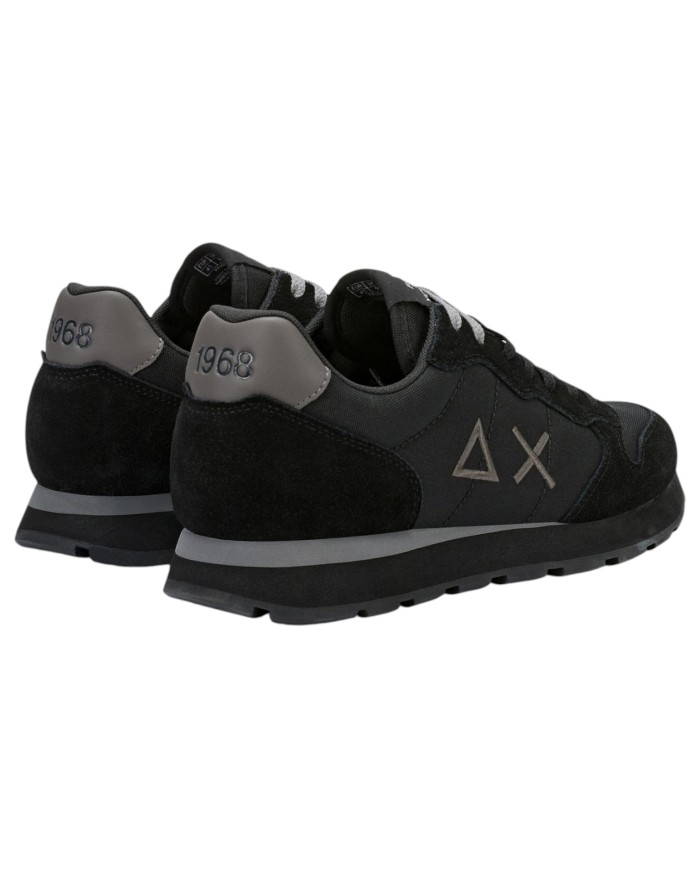 Scarpe Uomo Sun 68 Tom Solid Nylon Suede Nero Grigio Scuro