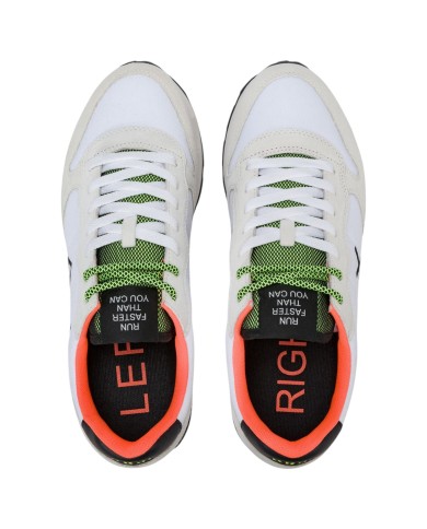 Scarpe Uomo Sun 68 Tom Fluo Nylon Suede Bianco