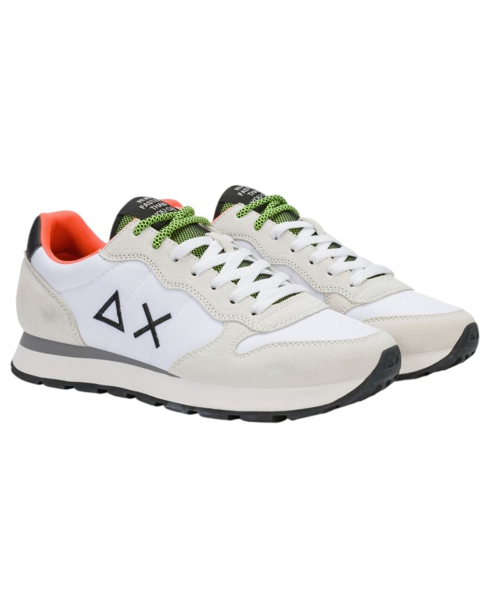 Scarpe Uomo Sun 68 Tom Fluo Nylon Suede Bianco