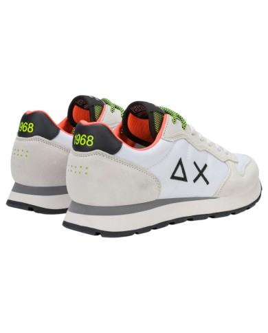 Scarpe Uomo Sun 68 Tom Fluo Nylon Suede Bianco