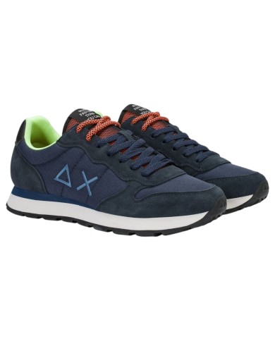 Scarpe Uomo Sun 68 Tom Fluo Nylon Suede Navy Blue