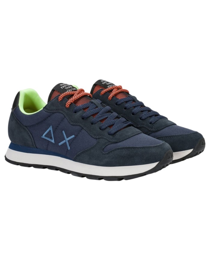 Scarpe Uomo Sun 68 Tom Fluo Nylon Suede Navy Blue
